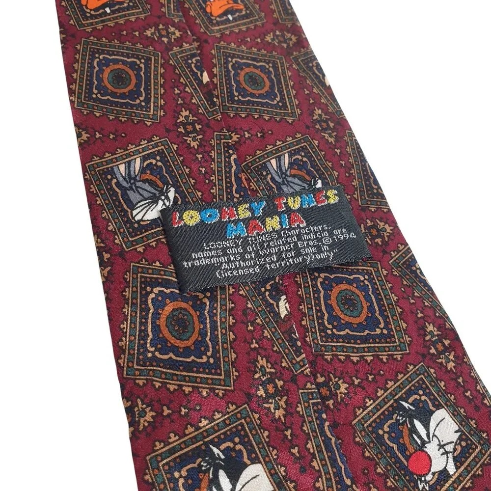Looney Tunes Warner Bros Silk Tie Sylvester Marvin Daffy Tweety Cartoon Men Gift
